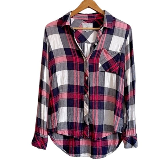 Rails Hunter White Blush Plaid Flannel Button Down Shirt Womens - Picture 7 of 7